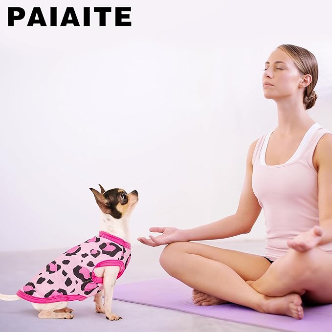 Adorable Pink Leopard Dog Shirt: Lightweight Polyester Cartoon Puppy Vest, Small Medium & Large Dog T-Shirt, Summer Pet Clothes, Cute Dog Apparel, Breathable Dog Tank Top 3XL