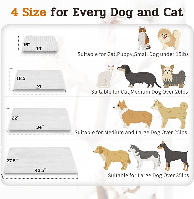 NWK Pack of 4 Fluffy Self Warming Cat Mat, Cat Blanket, Thermal Dog Mat, Washable, Non-Slip Bottom for Sofa & Crate & Kennel & Car Seat (Creamy White, Small (19'' X 15'' X 0.7''))