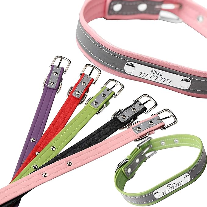 Personalized Reflective Cat Collars with Name Tag and Plated,Engraved Custom Cat Collar with Name and Phone,Kitten Collar with Safety Buckle Adjustable for Cats and Kitten(Blue)