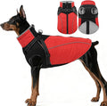 ASENKU Reflective Dog Coat with Built-in Harness, Windproof Fleece-Lined Dog Jacket for Small, Medium, Large Dogs, Warm Winter Vest with Turtleneck & Zipper (Red L)