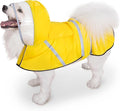 Dog Raincoat, Adjustable Rain Jacket with Hooded Double Layer for Large Medium Small Dogs Puppies, Lightweight Waterproof Rain Coat Poncho with Reflective Stripe Yellow,XL