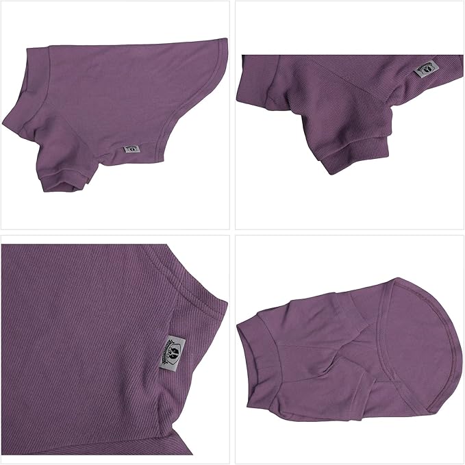 Lovelonglong Ribbed Dog T-Shirt Cotton Knitted Dog Sweaters for All Season Pet T-Shirts for Large Medium Small Dogs Taro Purple 2XL