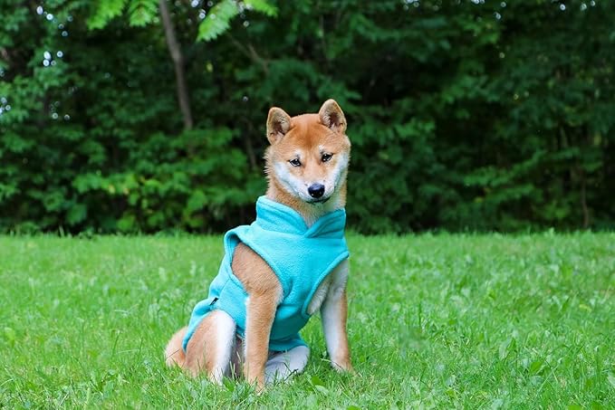 JACKO & CO - Fleece Vest Dog Sweater with Leash Ring - Soft, Warm & Lightweight Pullover Coat for Small & Medium Dogs, Puppies & Cats - Cozy Fall/Winter/Spring Pet Jacket (Turquoise, XXL 25-35lbs)