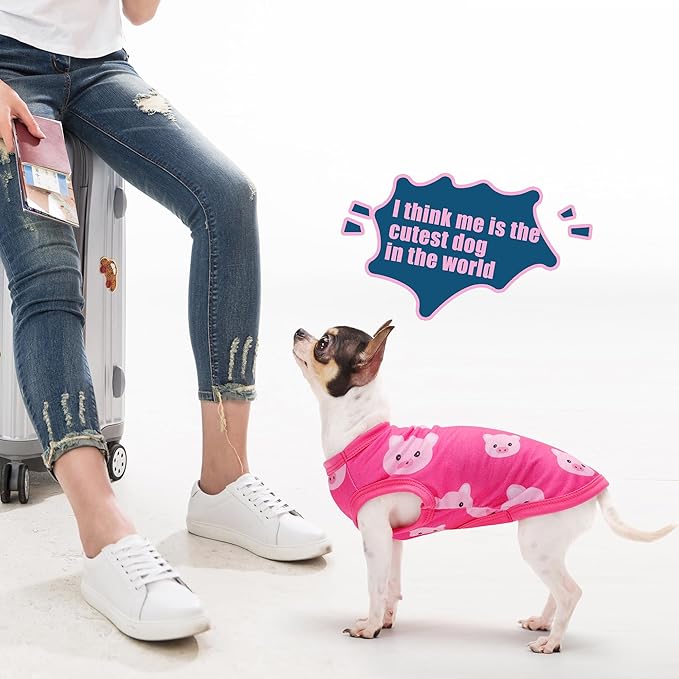 Adorable Pink Pig Dog Shirt: Lightweight Polyester Cartoon Puppy Vest, Small Medium & Large Dog T-Shirt, Summer Pet Clothes, Cute Dog Apparel, Breathable Dog Tank Top L