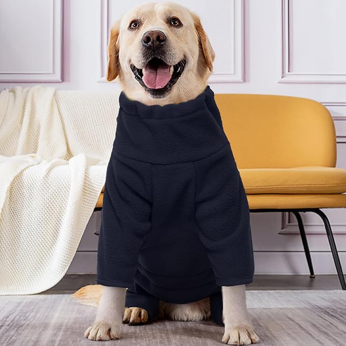 ROZKITCH Warm Dog Pajamas, Pet Windproof Warm Cold Weather Jacket Vest Cozy Jumpsuit Apparel Outfit Clothes for Large Giant Dog Walking Hiking Sleep Blue 3XL