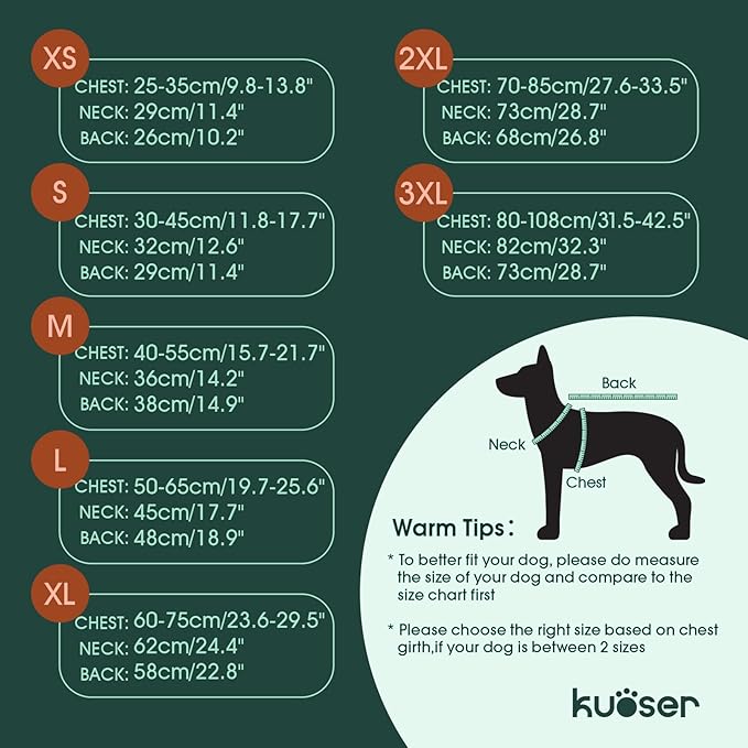 Kuoser Canvas Dog Coat, Warm Dog Jacket Reflective Fleece Pet Cold Weather Coat, Warm Doggie Clothes Waterproof Winter Vest with Zipper Leash Hole for Small Medium Large Dogs, Army Green 2XL