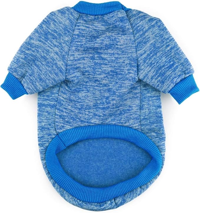 Idepet Pet Dog Classic Knitwear Sweater, Soft Fleece Coat for Small,Medium Dog,Warm Pet Dog Cat Clothes,Soft Puppy Customes (M, Blue)