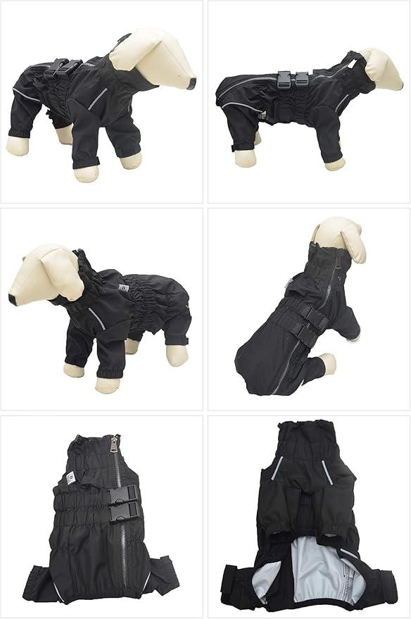 Dogs Waterproof Jacket, Lightweight Waterproof Jacket Reflective Safety Dog Raincoat Windproof Snow-Proof Dog Vest for Small Medium Large Dogs Black XL