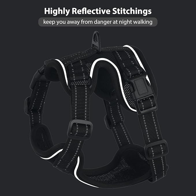 Rttochfy Cat Harness and Leash Set, Adjustable and Reflective Cat Vest, Escape Proof Kitten Harness, Easy to Put on with 3 Buckles for Cats Walking and Traveling (Black, L)