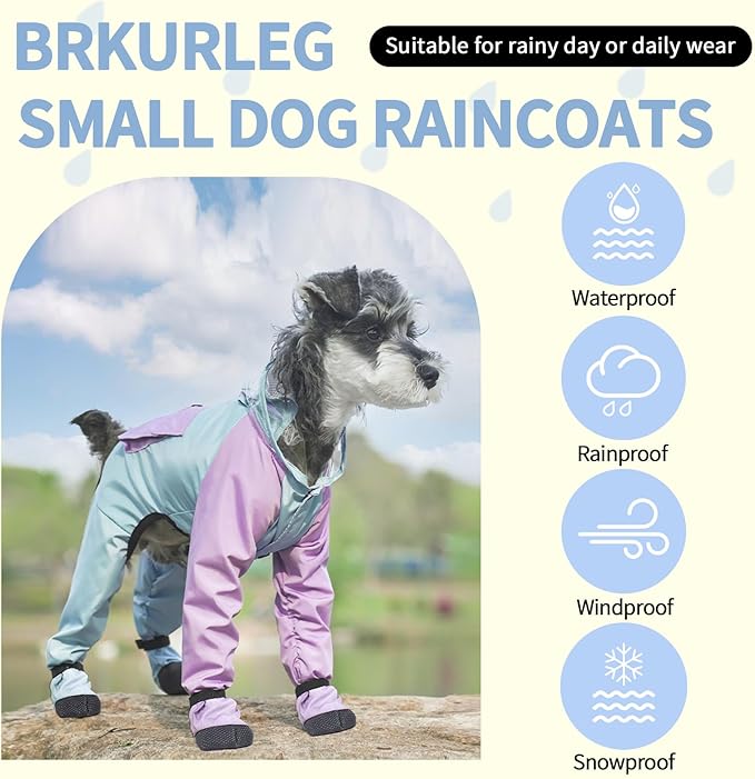 Dog Raincoat with Transparent Hood, Waterproof Jacket for Small Dogs with Snap-Button Chest, Leash Hole & Hook-and-Loop Cuffs Sleeves, Back Pocket for Treats (Yellow, Medium)
