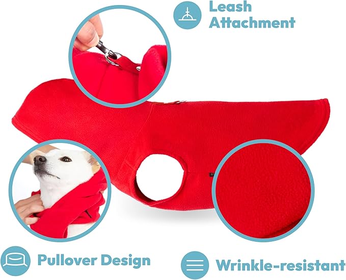 Gooby Fleece Vest Hoodie Dog Sweater - Purple, Large - Warm Pullover Dog Hoodie with O-Ring Leash for Small to Medium Dogs