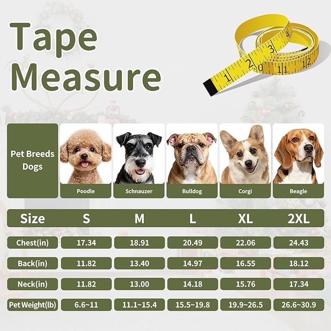Dog Winter Coat for Small & Medium Dogs (Up to 31lb), Waterproof Dog Coat with Harness, Puppies Windproof Puppy Puffer Jacket, Snowsuit for Dachshund,Frenchie, Corgi (Classic Green, Medium)