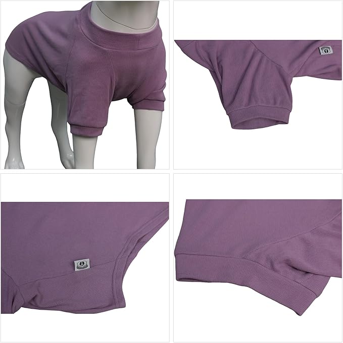 Lovelonglong Ribbed Dog T-Shirt Cotton Knitted Dog Sweaters for All Season Pet T-Shirts for Large Medium Small Dogs Taro Purple 3XL