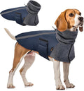 SlowTon Winter Dog Coat, Warm Polar Fleece Lining Doggie Outdoor Jacket with Turtleneck Scarf Reflective Stripe Adjustable Waterproof Windproof Puppy Vest Soft Pet Outfits (M,Dark Blue)