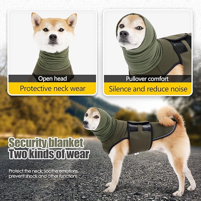 Dog Anxiety Vest,Pet Calming Hoodie Breathable Dog Anti-Anxiety Jacket for Thunder Fireworks and Separation,Green XXXL