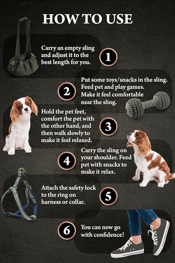 Noah & Paw Dog Sling Carrier for Small Dogs 5-18lb, Dog Sling for Small Dogs and Cats, Dog Carrier with Adjustable Padded Strap, Vegan Leather Lined with Fur, Double Safety Feature, Machine Washable