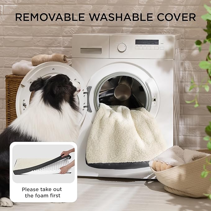Bedsure Large Dog Bed for Crate - Comfy Flat Pet Beds with Removable Washable Cover, Orthopedic Egg Crate Foam Crate Mat, Suitable for Pet Up to 50 lbs