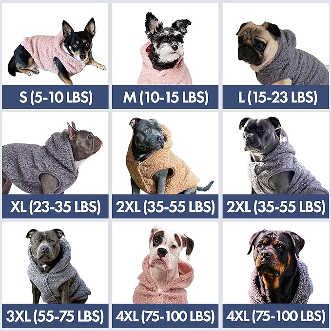 Spark Paws Teddy Dog Sweater, Sherpa Vest with Warm Fleece Lining, Winter Coat Suitable for Small Medium Large XL XXL Breeds - Pink - 4XL