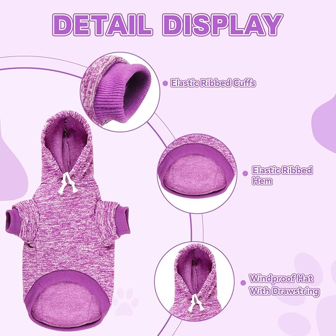 Dog Sweaters for Large Dogs Hoodie Fleece Dog Sweater Soft Clothes Sweatshirt with Pocket Hoodie for Large Dogs(Purple&L)