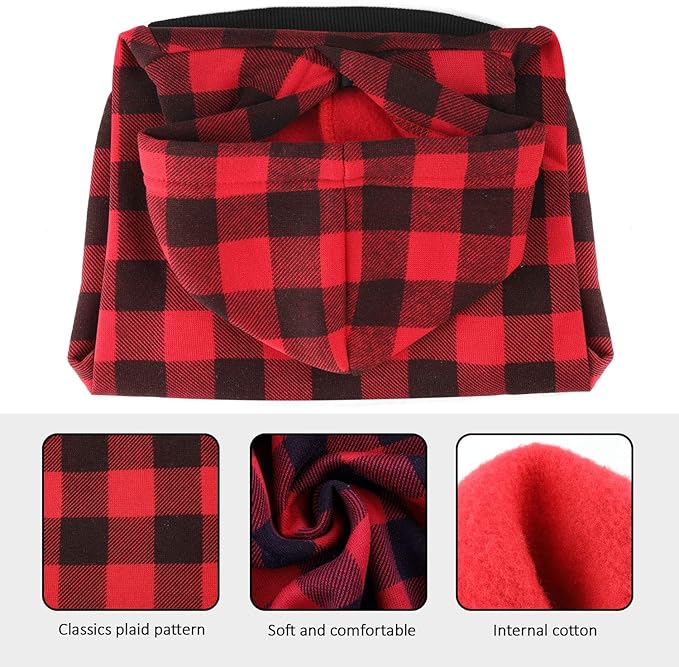 Plaid Dog Hoodie Sweatshirt Sweater for Extra Small Dogs Cat Puppy Clothes Coat Warm and Soft(XS)