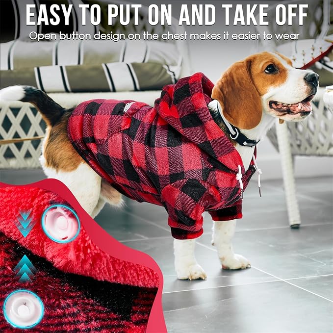 SlowTon Dog Hoodie Tie Dye - Warm Dog Sweater Hoodies with Pocket, Fall Winter Dogs Coat Jacket Pet Outfit Puppy Hooded Sweatshirt Clothes for Small Medium Large Dogs Boy Girl (Red, M)