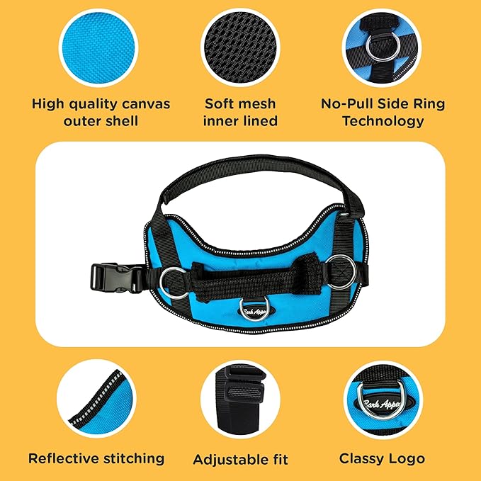 Bark Appeal Purple Plaid No-Pull Dog Harness for Small to Medium Sized Pets – Adjustable, Reflective Vest with 3 Leash Clips for Added Control, Easy Walks & Training – Medium