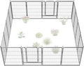 FXW Garden Fence Outdoor for The Yard – 40in(H) x 36.4ft(L) Heavy Duty Metal Animal Barrier for Dog and Rabbit, Decorative Dog Fence, 16 Panels, Silver