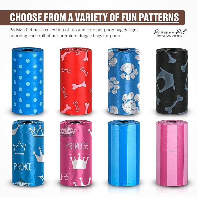 Parisian Pet Ecofriendly Dog Poop Bags Rolls - 160 Count Unscented Poop Bags for Dogs - Leakproof, Extra Thick, 8 Dog Waste Bags Refill Rolls - Blue Doggie Poop Bags - Fits All Dispenser