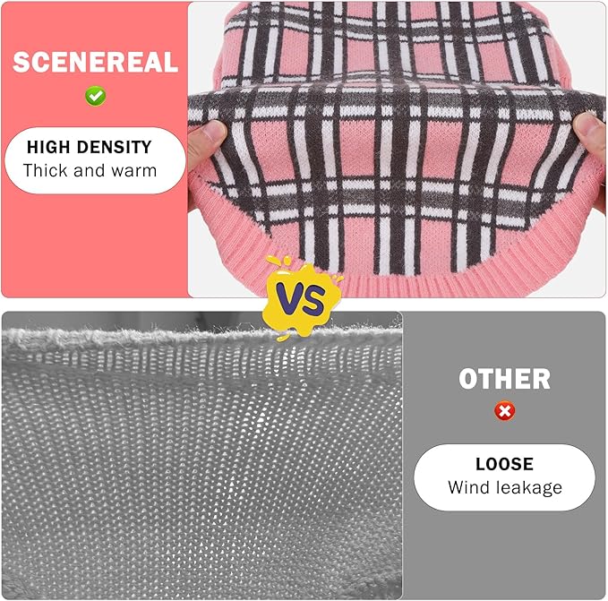 SCENEREAL Turtleneck Dog Sweater for Small Medium Large Dogs Girls Boys, Christmas Plaid Pullover Puppy Sweatershirt, Dogs Cold Weather Outfit Clothes, Ideal Gift for Pet in New Year, Pink Plaid XS