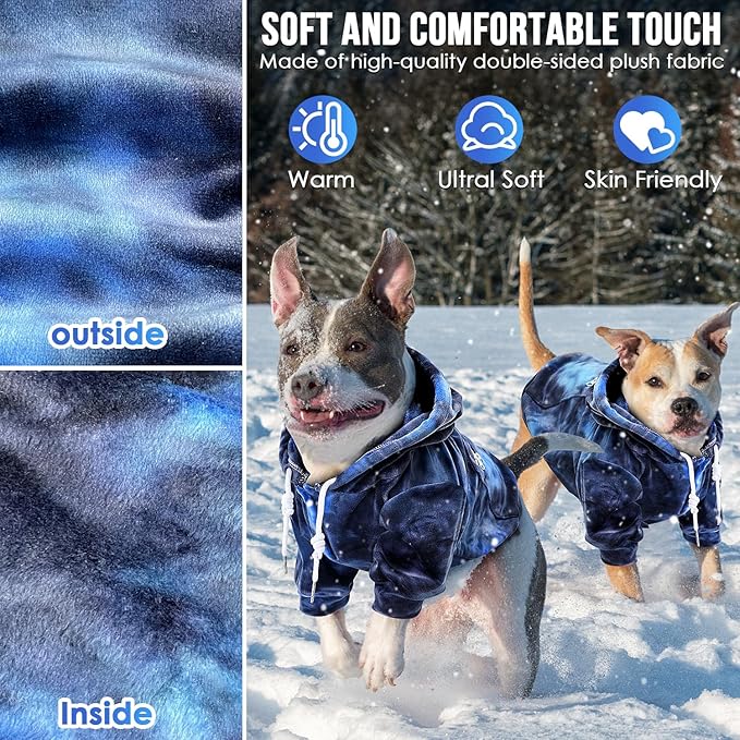 SlowTon Dog Hoodie Tie Dye - Warm Dog Sweater Hoodies with Pocket, Fall Winter Dogs Coat Jacket Pet Outfit Puppy Hooded Sweatshirt Clothes for Small Medium Large Dogs Boy Girl (Blue, M)