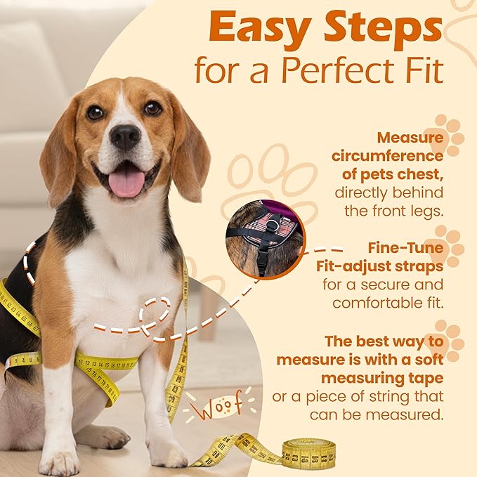 Bark Appeal Pink Plaid No-Pull Dog Harness for XS to Small Sized Pets – Adjustable, Reflective Vest with 3 Leash Clips for Added Control, Easy Walks & Training – Small