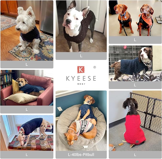 KYEESE Dog Christmas Sweater with Leash Hole Warm Pullover with Reflective Yarn for Small and Medium Dogs Male Soft Knit Pullover Boy Dog Coats Cozy Lightweight Thick Sweater,Red,Large