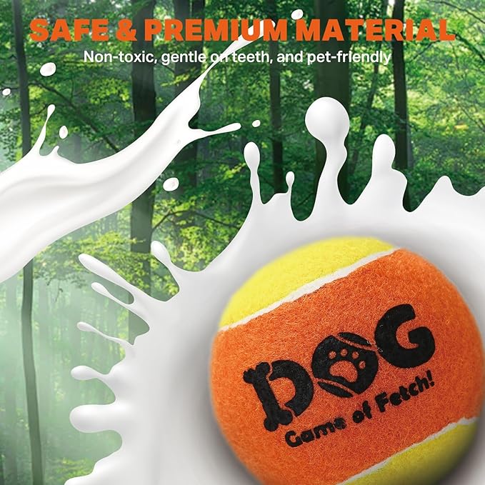 AMA SPORT Squeaky Tennis Balls for Dogs 2.0" Small Dog Tennis Balls for Throwing and Fetching Dog Toys for Training, Exercise, High Bouncing 4 Pack (Orange Yellow)