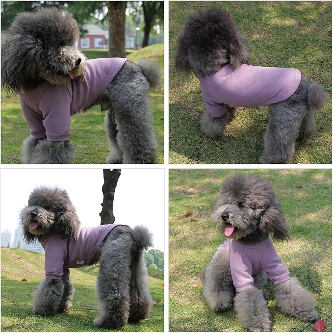 Lovelonglong Ribbed Dog T-Shirt Cotton Knitted Dog Sweaters for All Season Pet T-Shirts for Large Medium Small Dogs Taro Purple XS