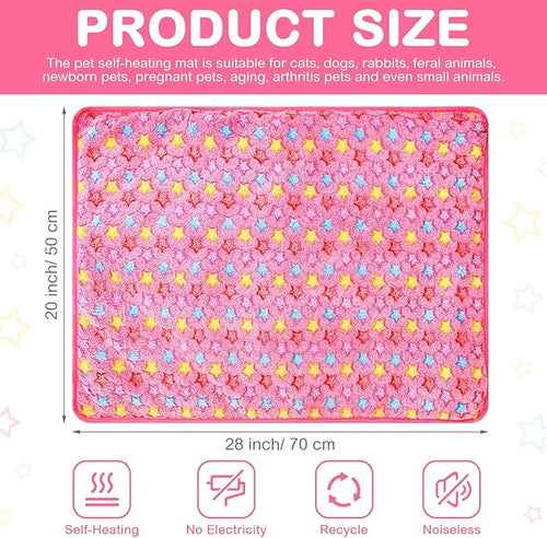 2 Pack Self Warming Cat Bed Self Heating Dog Pad Cat Warming Pad Thermal Pet Mat Washable Reflect Body Heat Removable Cover for Indoor Kittens Puppies Feral Pet(Little Star,20 x 28 Inch)