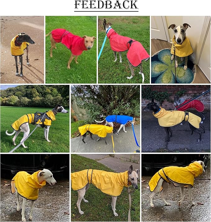 Dog Raincoat with Reflective Bar, Rain/Water Resistant, Adjustable Vest - Dog Raincoats for Greyhounds, Lurchers and Whippets - Pink - XXL