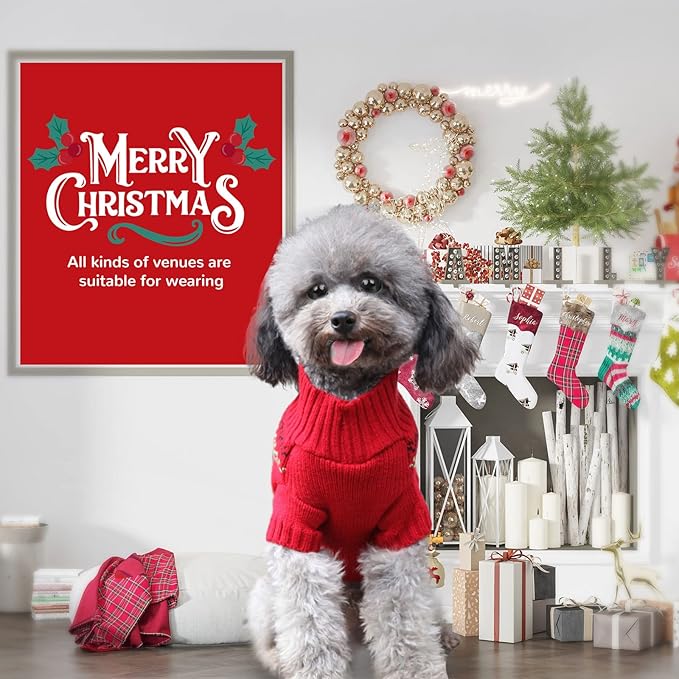 PETCARE Dog Christmas Sweater Red Ugly Funny Cute Cartoon Reindeer Cat Sweaters Jumper Holiday Dog Clothes Puppy Sweaters for Small Medium Large Dogs Fall Winter Outfits Xmas Dogs Costume,Small