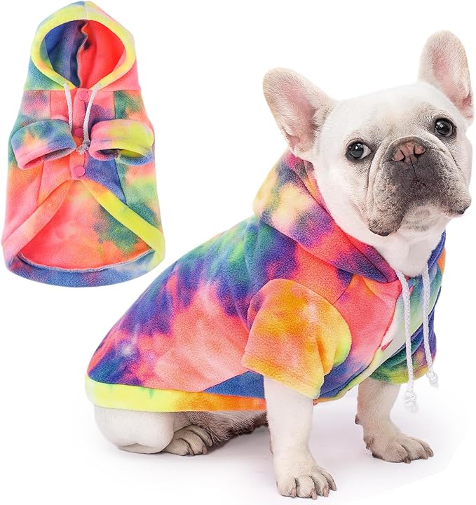 Dog Hoodie Tie Dye Dog Sweatshirt Chic Winter Clothes Ultra-Soft Warm Sweaters for Small Medium Dogs Fashion Pet Clothes for Dogs (Multicolor, XXL (Back: 18.89",Chest: 27.55", Neck: 20.07"))