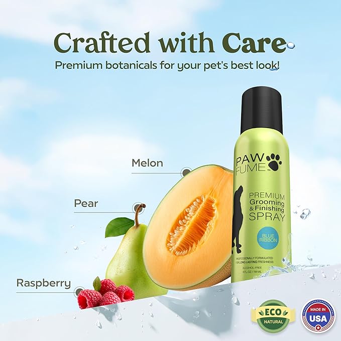 PAWFUME Dog Perfume Spray for Grooming, Blue Ribbon, 2-Pack – Keep Your Pup Fresh All Day – Probiotic, Alcohol-Free, Detangling & Moisturizing – Salon-Quality Dog Spray Deodorizer Perfume
