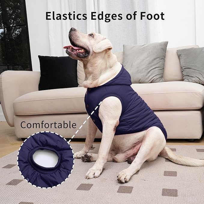 Fleece Lining Extra Warm Dog Hoodie in Winter for Large Dogs Jacket Pet Coats with Hooded,Blue XXL