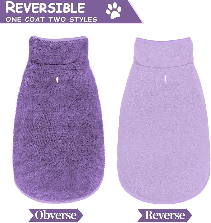 Malier Dog Winter Coat, Reversible Fleece Dog Cold Weather Coats, Windproof Warm Snow Puppy Jacket Vest Pet Clothes for Small Medium Large Dogs (Purple, X-Large)