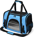 Dog Cat Carrier Soft for Small Pet Up to 16 Lbs TSA Airline Approved Travel Carrier Collapsible Puppy Car Mesh Bag 17.5 * 10.2 * 11.4 inch - Blue