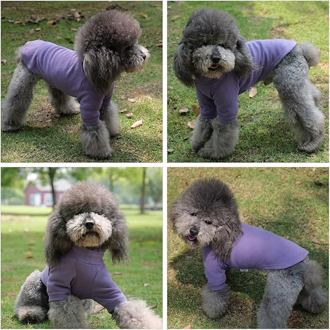Lovelonglong Ribbed Dog T-Shirt Cotton Knitted Dog Sweaters for All Season Pet T-Shirts for Large Medium Small Dogs Purple S