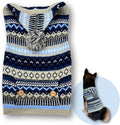 Cute Sweater for Dogs and Cats Soft Flannel Pet Outfit Warm and Cozy Animal Hoodie Small to Large Pet Clothes for Halloween Parties and Everyday Wear (Medium, Blue Patten with Hat)
