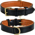 Genuine Leather Dog Collar | Full Grain, Heavy Duty, Comfortable, Padded, Strong | Best for Pups, Small, Medium, Large & XL Breeds (X-Large (Fit Neck Size 22"-26"), Black)