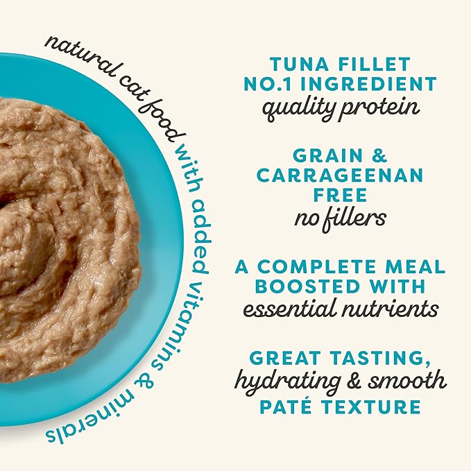 Applaws Vitality Wet Cat Food Paté, Natural Cat Food with Added Vitamins & Minerals, Grain-Free, Carrageenan Free, Tuna Fillet Recipe (24 Count, 5.5oz Cans)