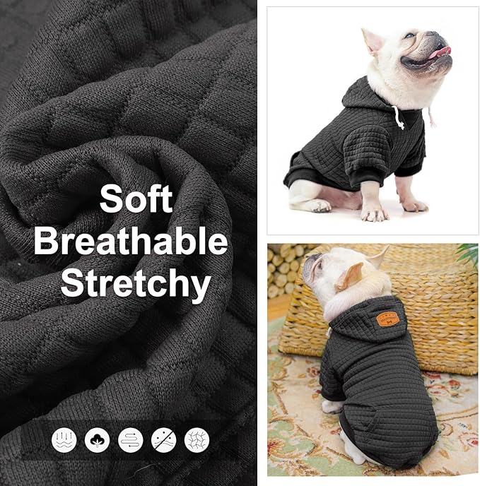 BEAUTYZOO Dog Sweaters for Large Dogs Girls Boys, Warm Winter Dog Hoodie Sweatshirt with Pocket & Leash Hole,Soft Waffle-Like Laminated Cotton Pet Clothes for Big Breeds Indoor Outdoor Cold Weather