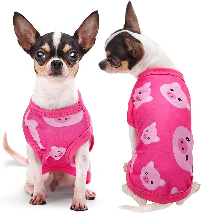 Adorable Pink Pig Dog Shirt: Lightweight Polyester Cartoon Puppy Vest, Small Medium & Large Dog T-Shirt, Summer Pet Clothes, Cute Dog Apparel, Breathable Dog Tank Top 4XL