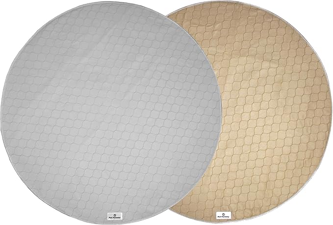 Pet Parents® Pawtect® Pads Washable Pee Pads for Dogs (2pack) of Premium Dog Pee Pads, Waterproof Puppy Pads & Reusable Dog Pads, Whelping Pads & Modern Pee Pads for Dogs (Tan/Grey, 48" Round)