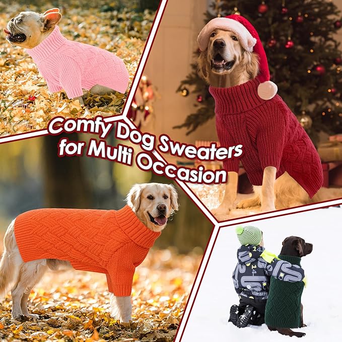 AOFITEE Small Dog Sweater, Dog Sweaters for Small Dogs Male, Thick Dogs Winter Sweatshirt Girl Boy, Pet Halloween Sweater, Classic Cable Turtleneck Holiday Knitwear for Pug Dachshund (Grey, S)